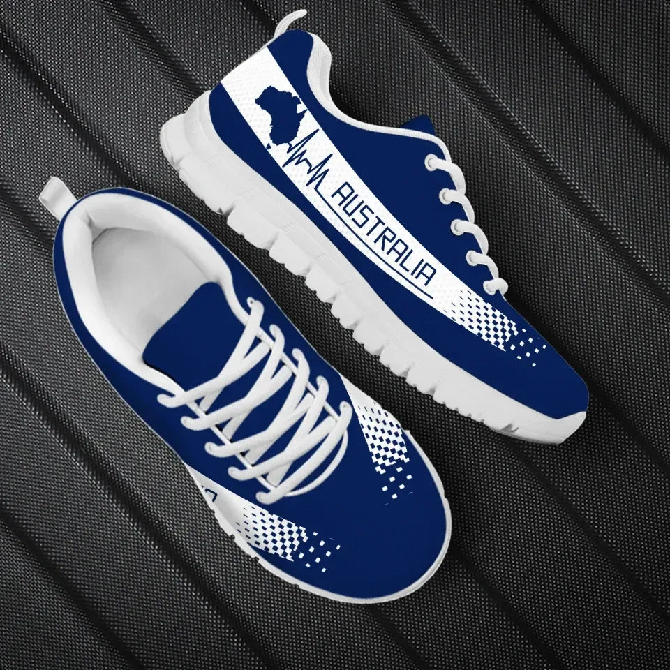 Australia Heartbeat Sneakers Map Blue Color