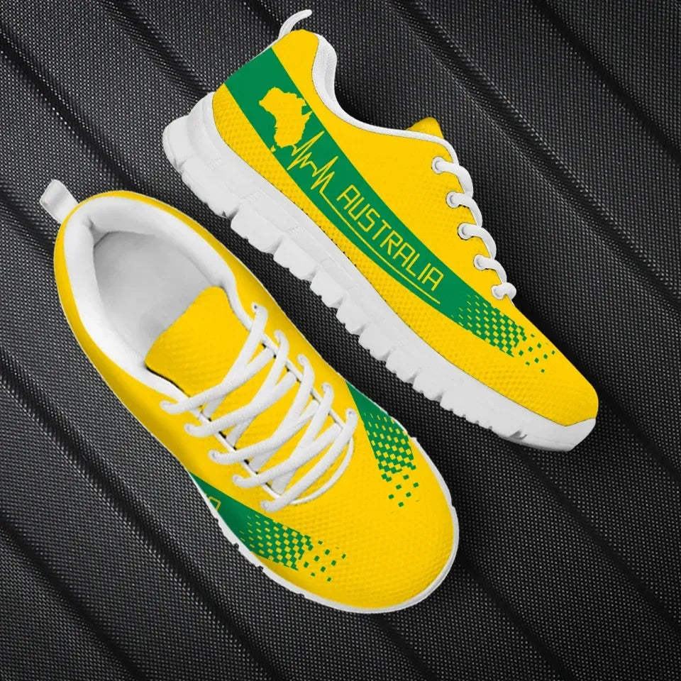 Australia Heartbeat Sneakers Map Gold Color