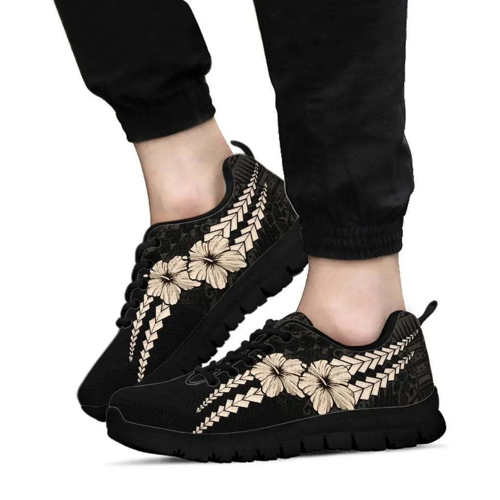Custom Polynesian Sneakers Hibiscus Personal Signature Gold