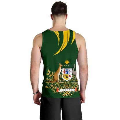 Australia Tank Top, Australia Coat Of Arms Men Green .
