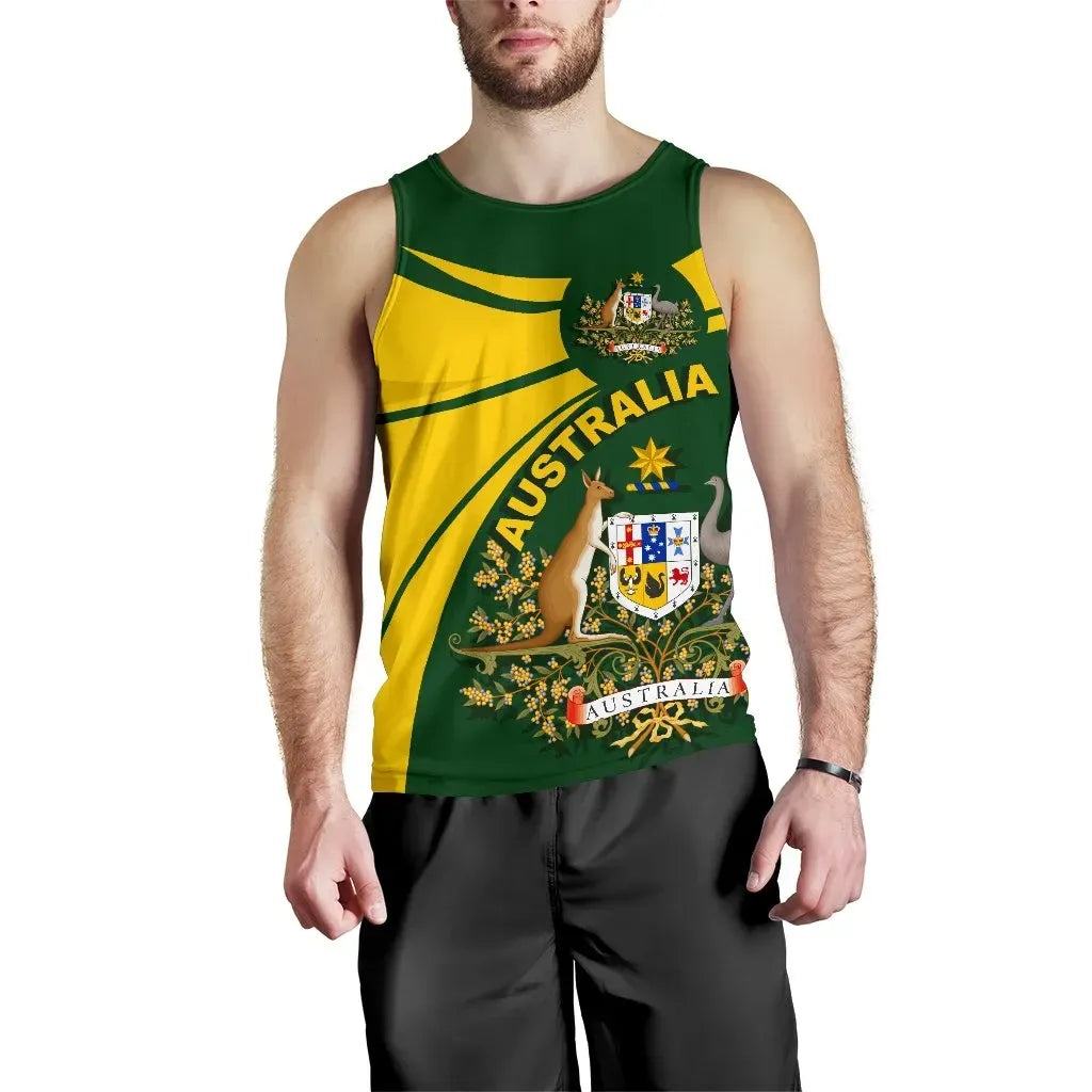 Australia Tank Top Men, Australia Round Coat Of Arms