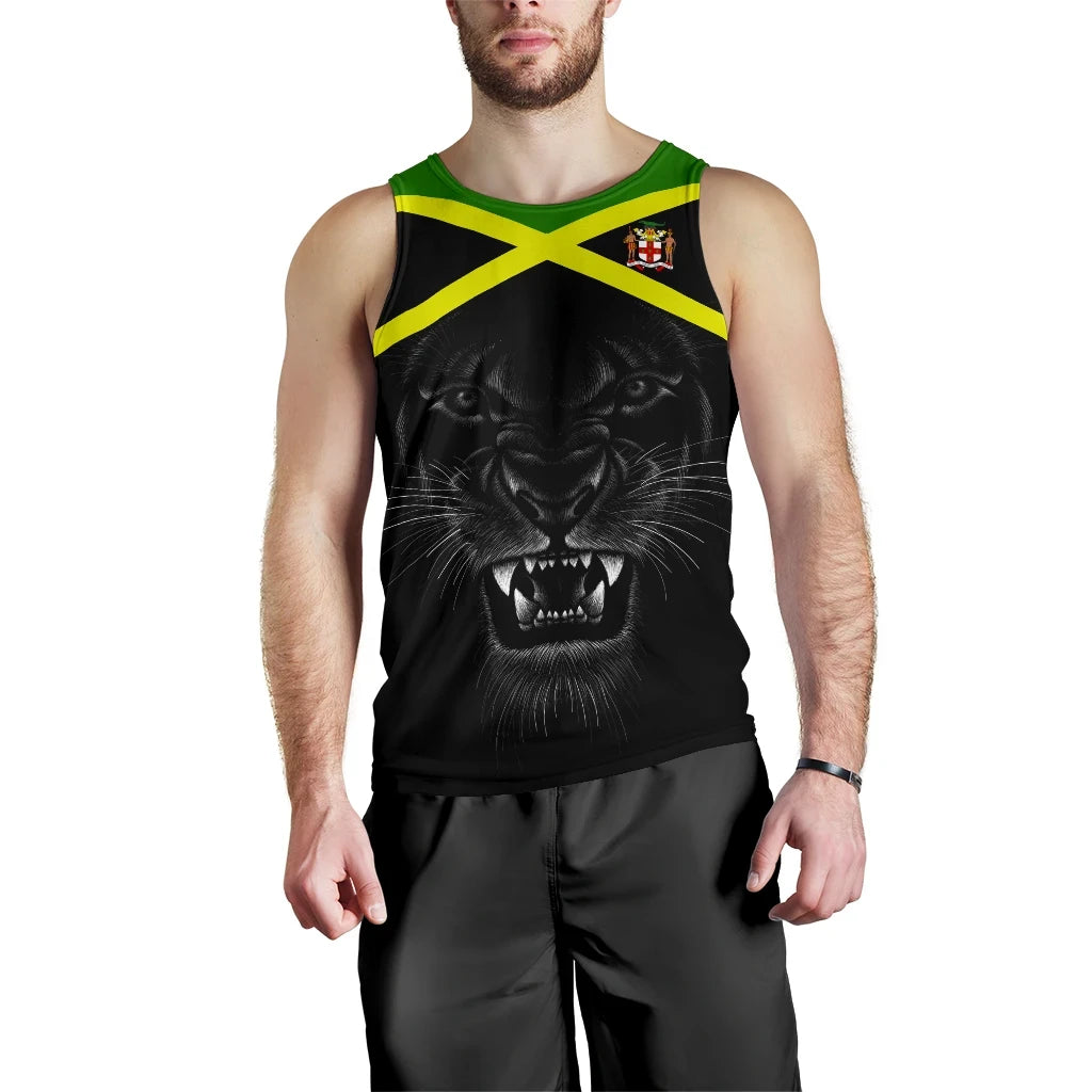 Africa Men's Tank Top Jamaica Lion, Flag Color