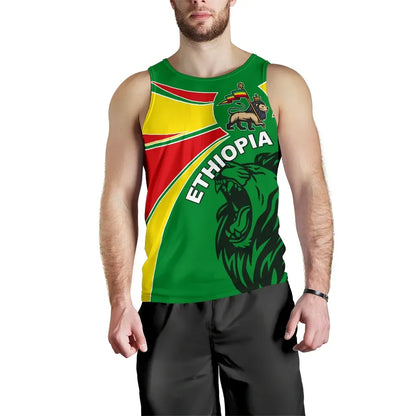 Ethiopia Tank Top, Ethiopia Round Coat Of Arms Lion Men
