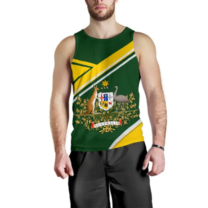 Australia Tank Top, Australia Coat Of Arms Victory Men