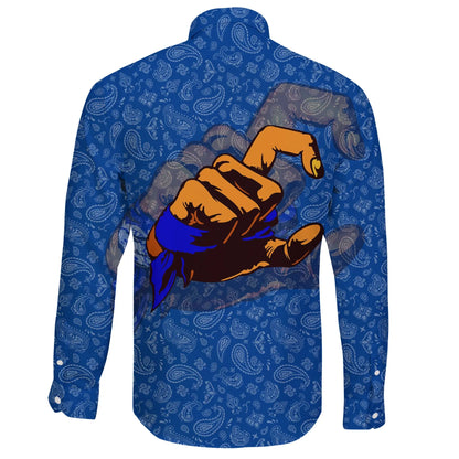 Crips Gang Long Sleeve Button Shirt