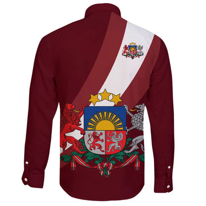 Latvia Special Flag Long Sleeve Button Shirt
