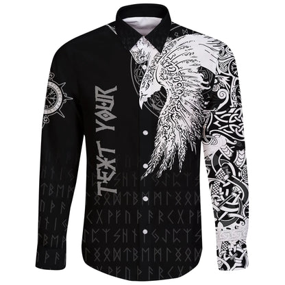 Custom Viking Mystical Raven Tattoo Special Long Sleeve Button Shirt