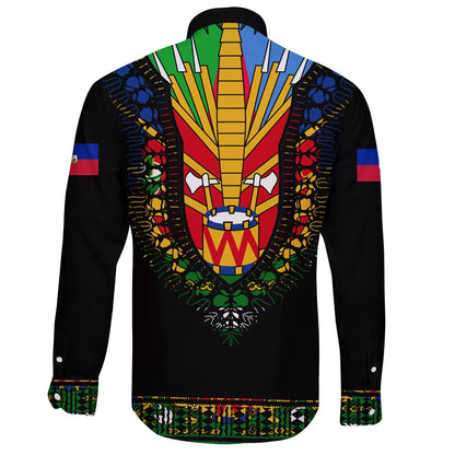 Haiti Long Sleeve Button Shirt Dashiki Pattern