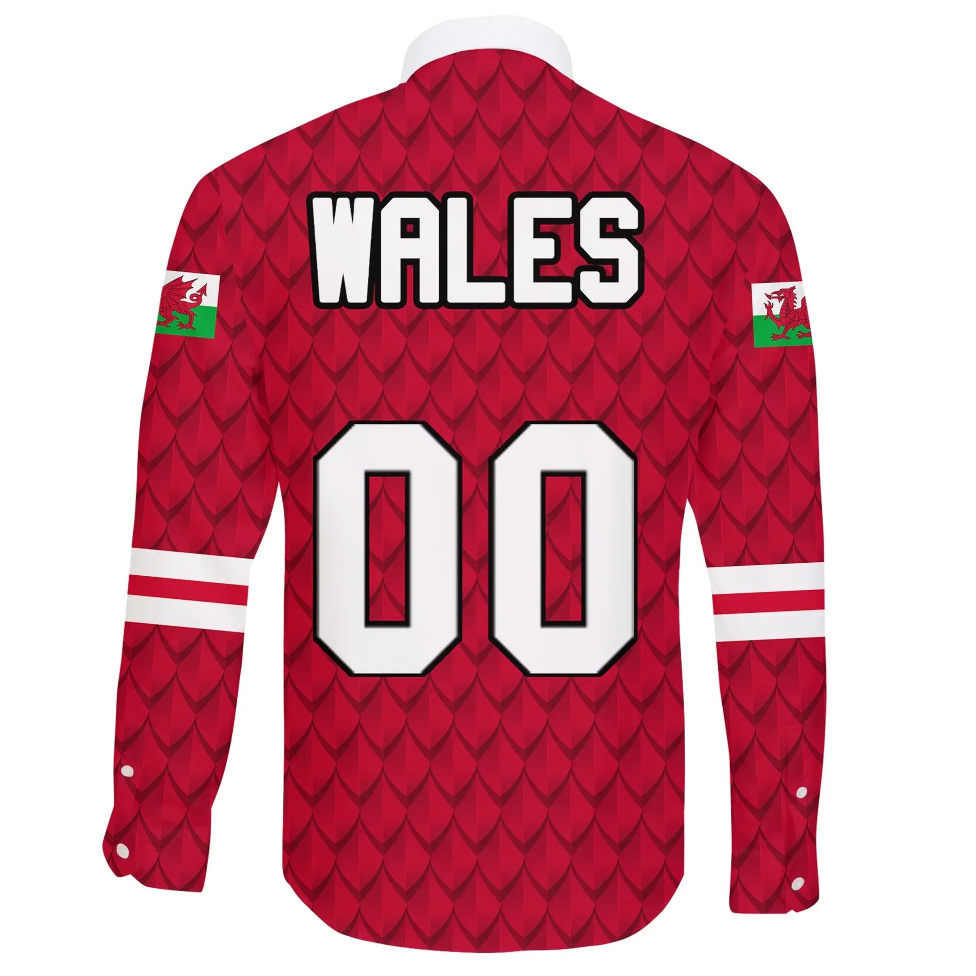 Custom Wales Dragon Long Sleeve Button Shirt Euro Soccer