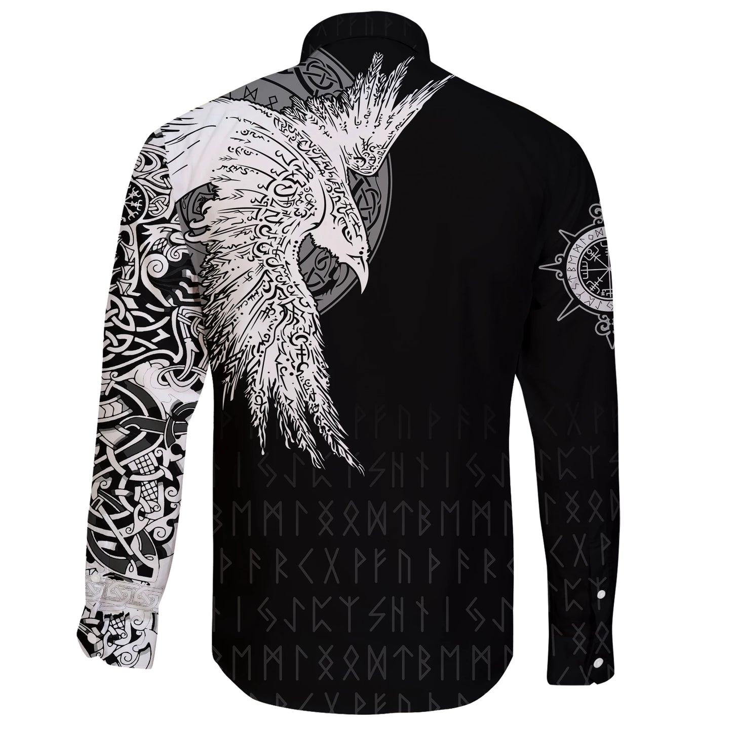 Custom Viking Mystical Raven Tattoo Special Long Sleeve Button Shirt