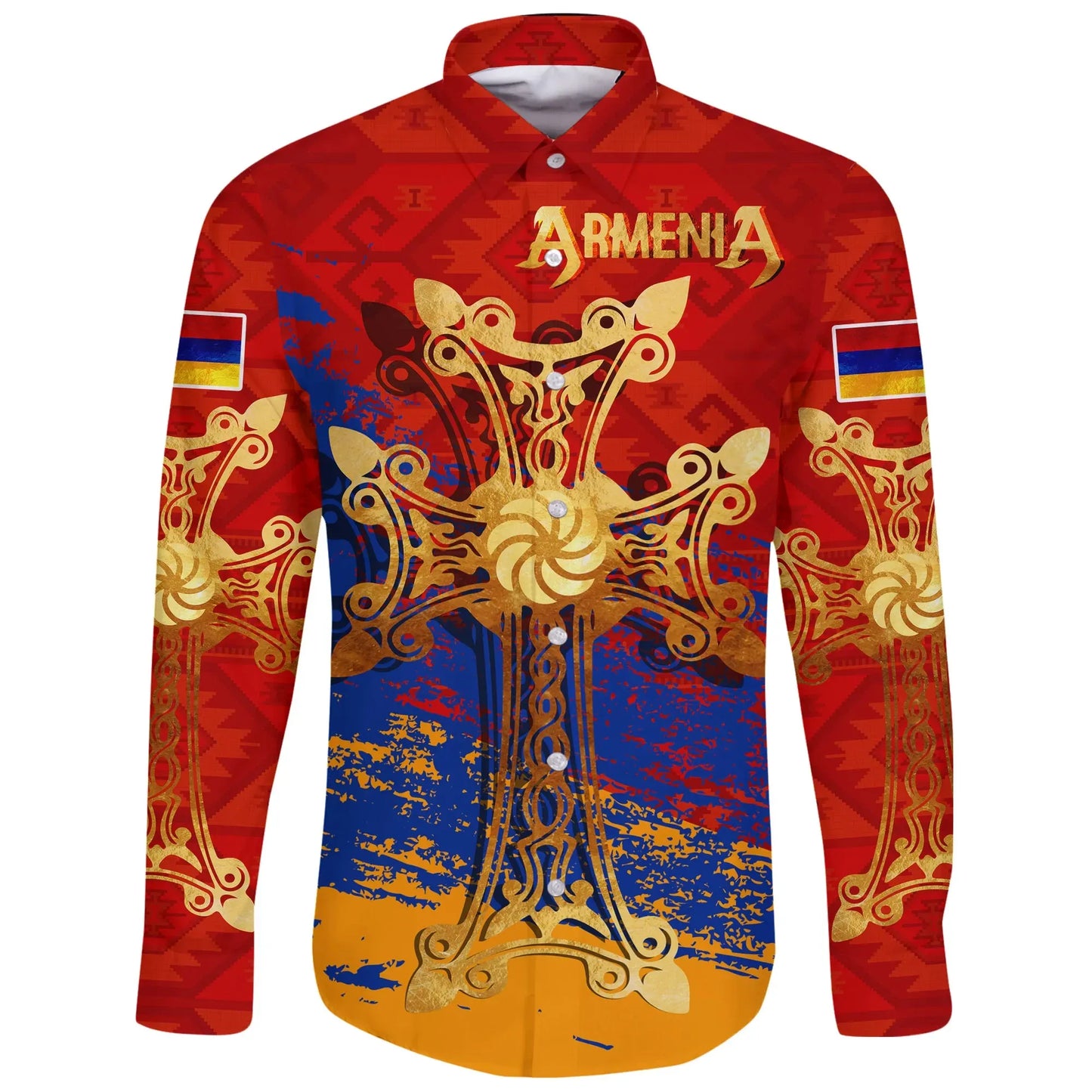 Armenia Khachkar, Armenian Cross Special Long Sleeve Button Shirt