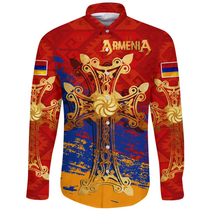 Armenia Khachkar, Armenian Cross Special Long Sleeve Button Shirt