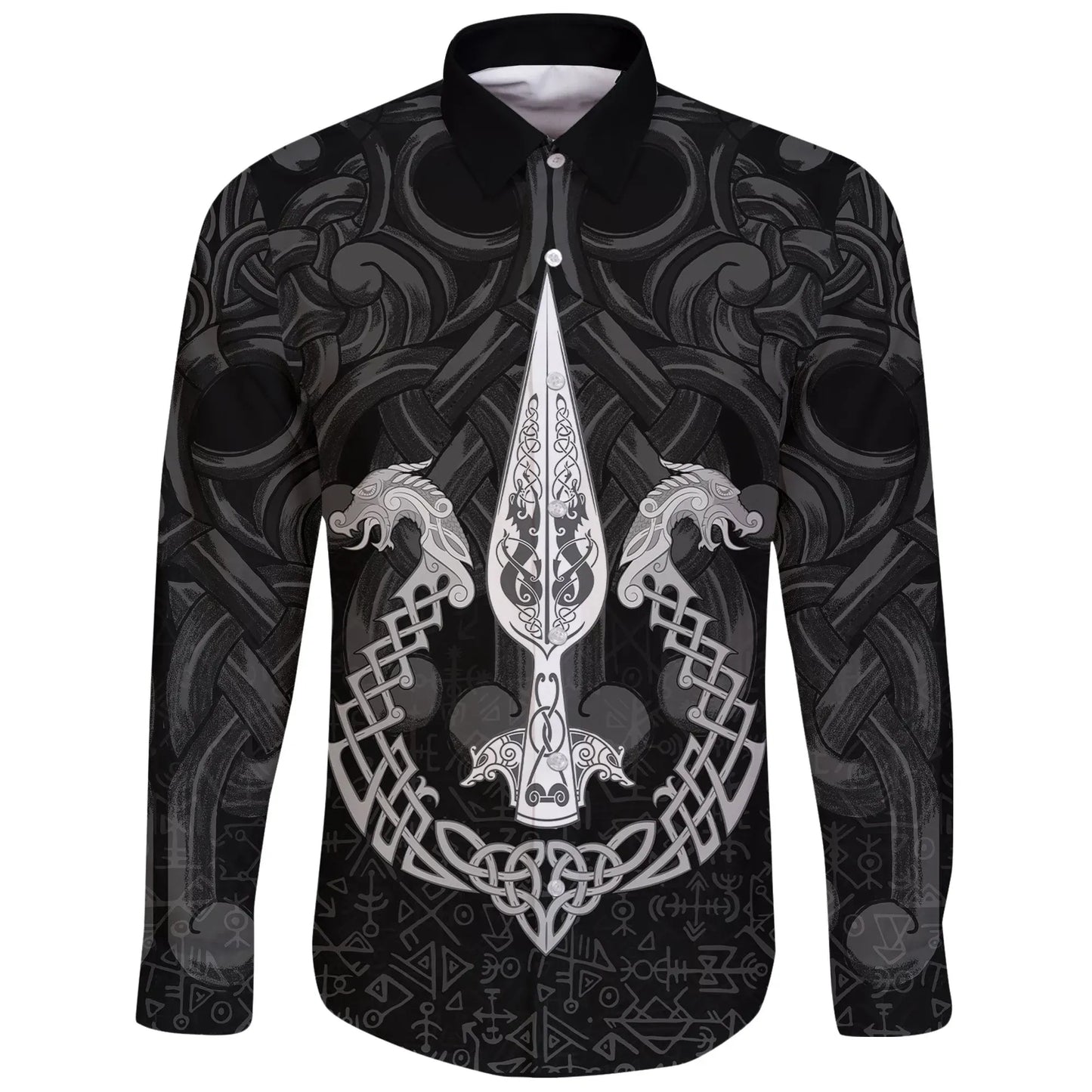 Long Sleeve Button Shirt Gungnir Of Odin And Drakkar
