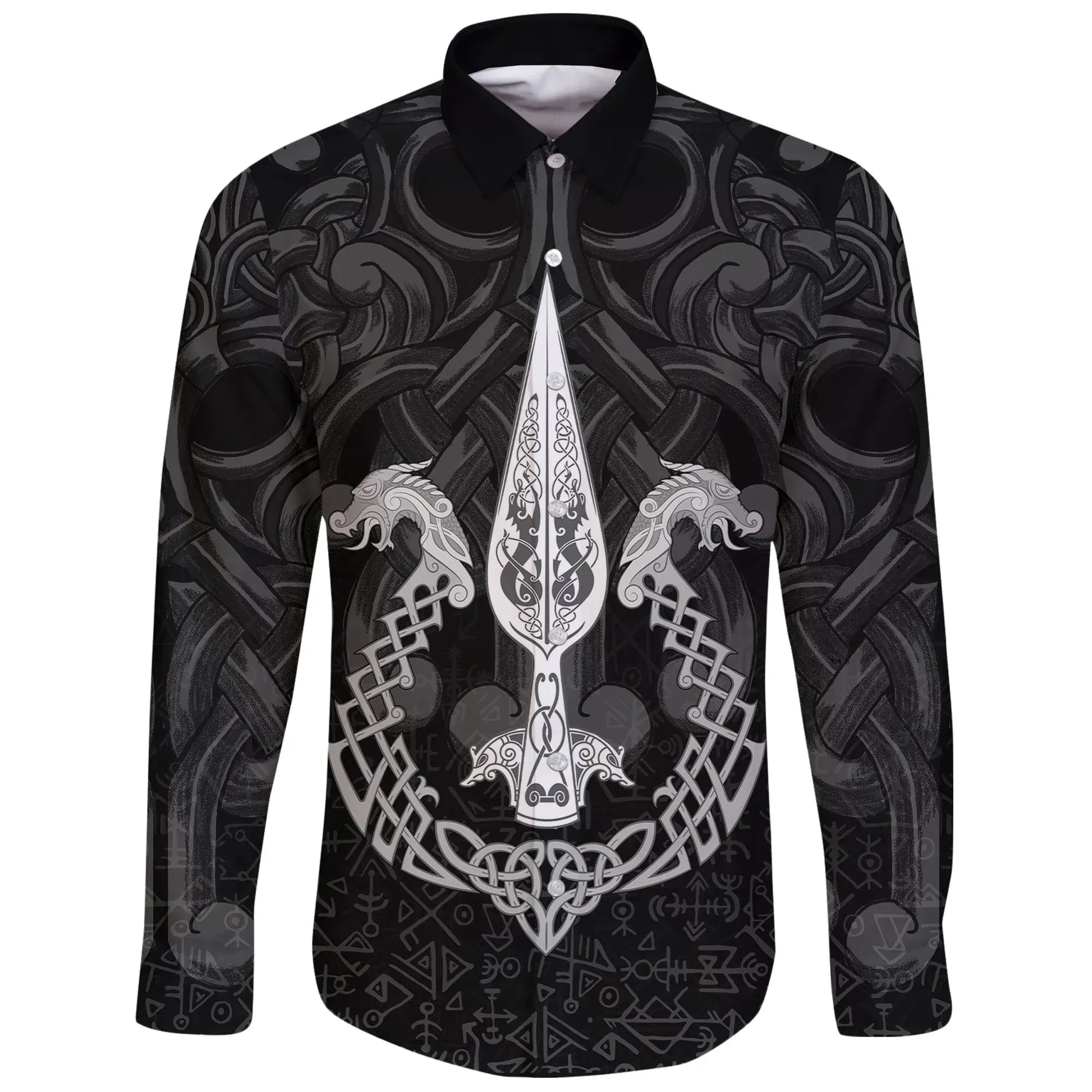 Long Sleeve Button Shirt Gungnir Of Odin And Drakkar