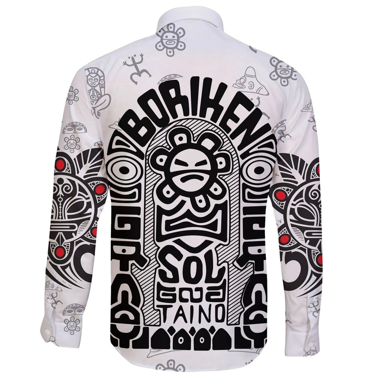Puerto Rico Long Sleeve Button Shirt Taino Tatto