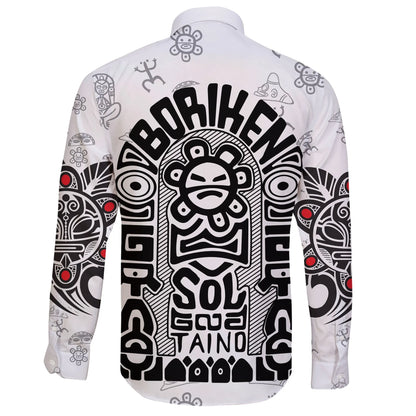 Puerto Rico Long Sleeve Button Shirt Taino Tatto