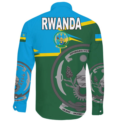Rwanda Long Sleeve Button Shirt Coat Of Arms New Style