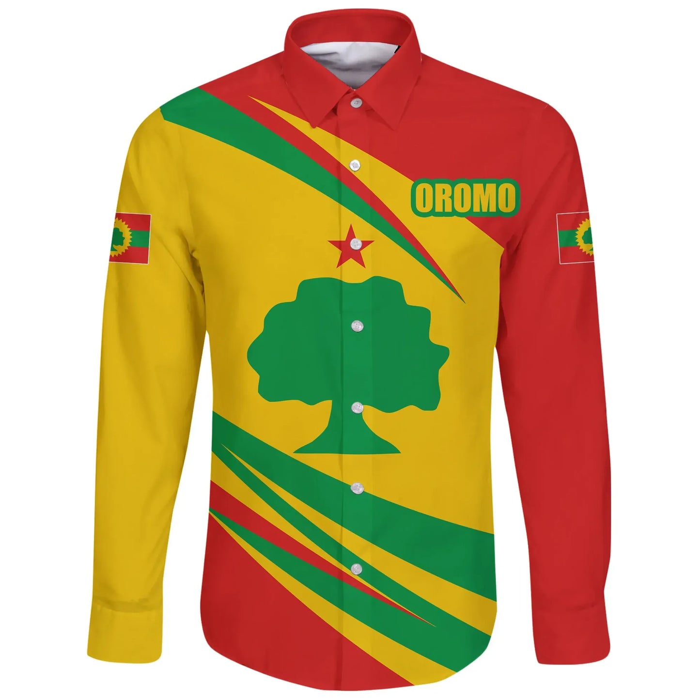 Oromo Long Sleeve Button Shirt Flag Fantasy