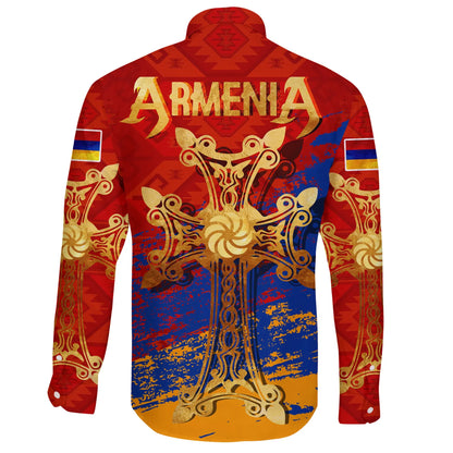 Armenia Khachkar, Armenian Cross Special Long Sleeve Button Shirt