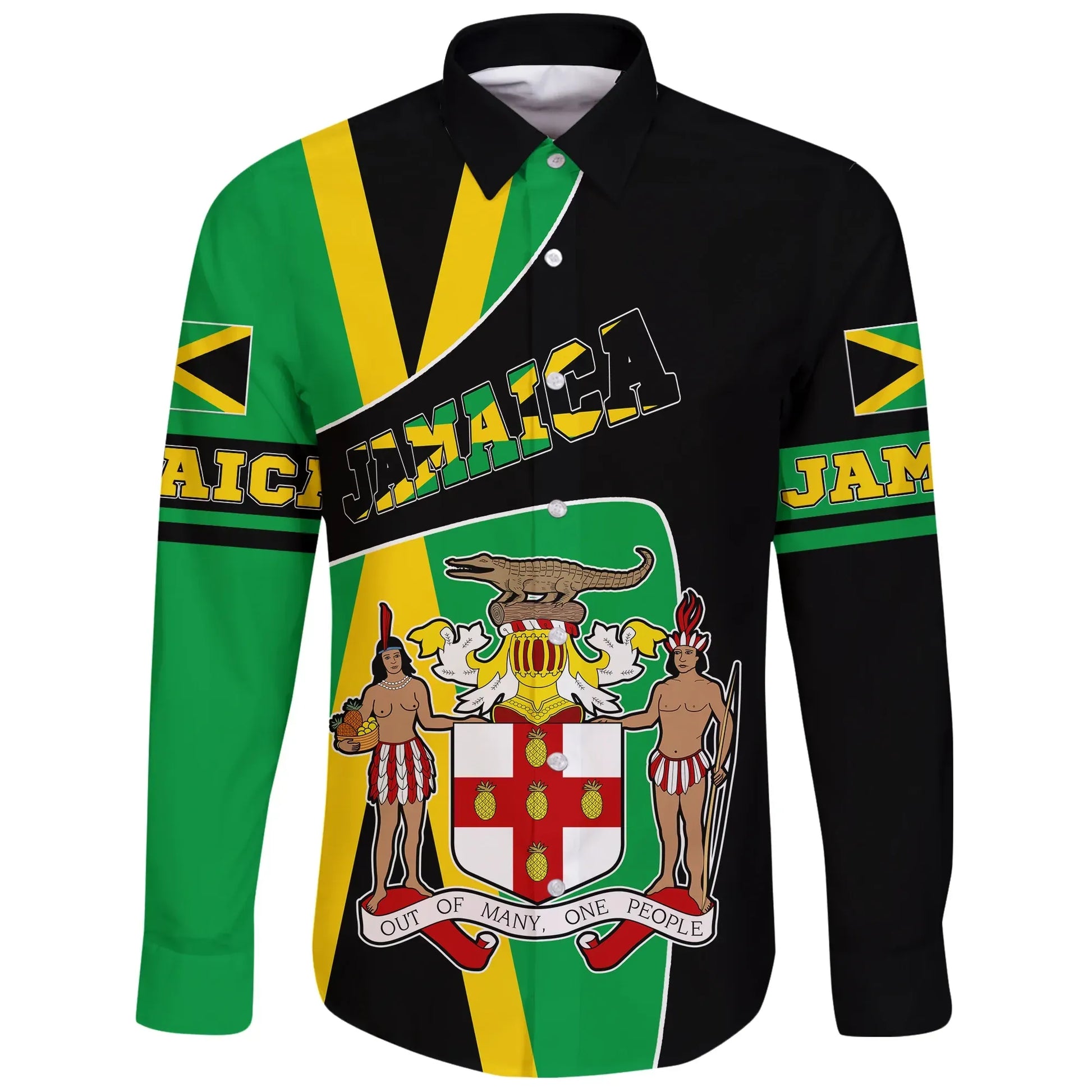 Jamaica Long Sleeve Button Shirt Coat Of Arms
