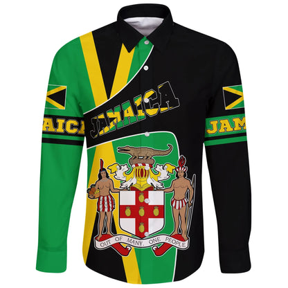 Jamaica Long Sleeve Button Shirt Coat Of Arms