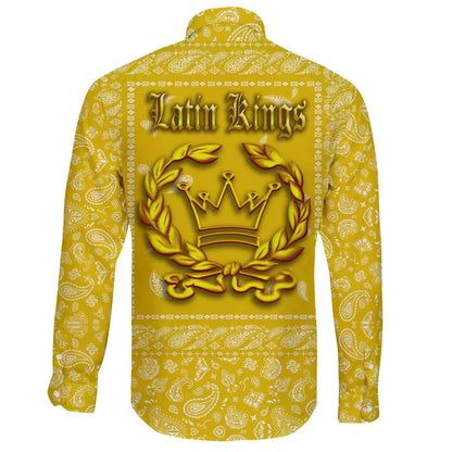 Latin Kings Gang Long Sleeve Button Shirt