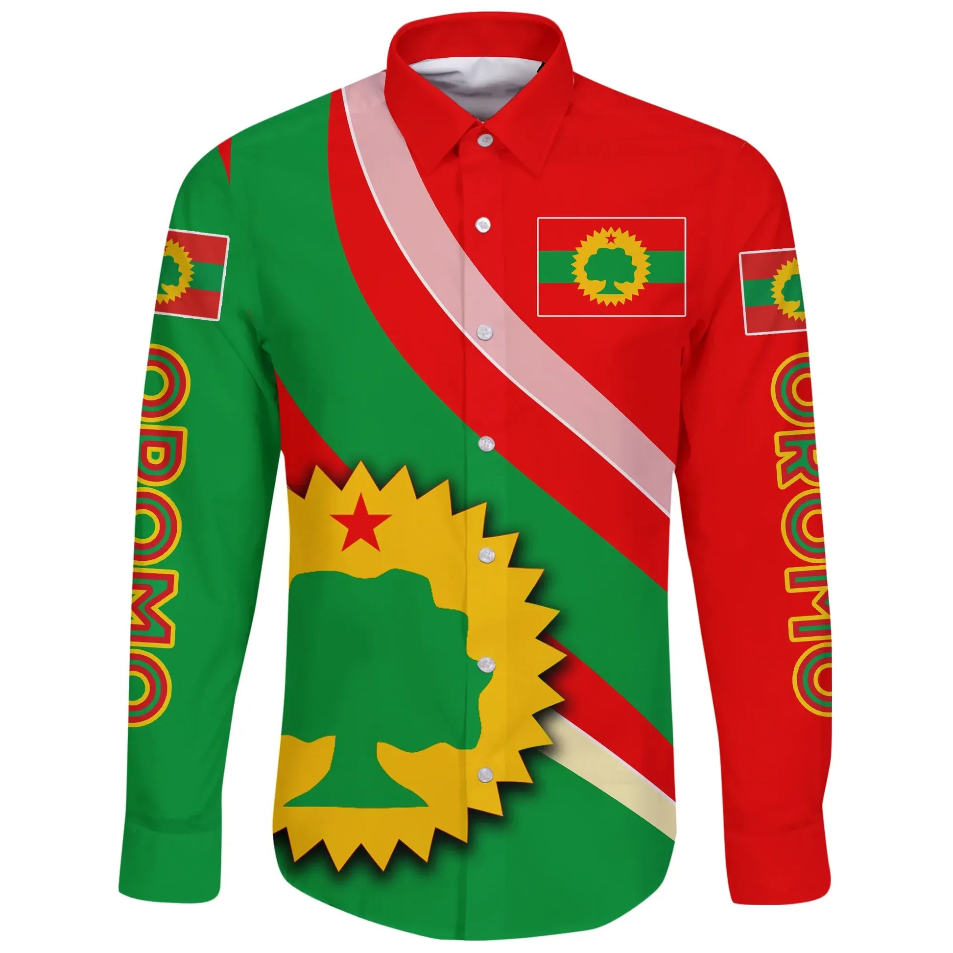 Oromo Long Sleeve Button Shirt Special Flag