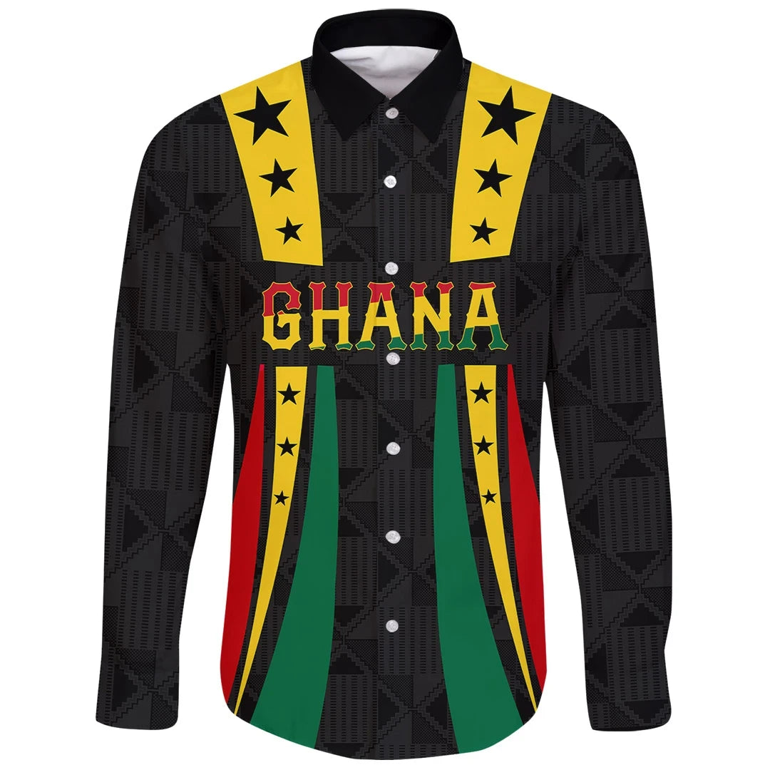 Custom Ghana Lifestyle Long Sleeve Button Shirt