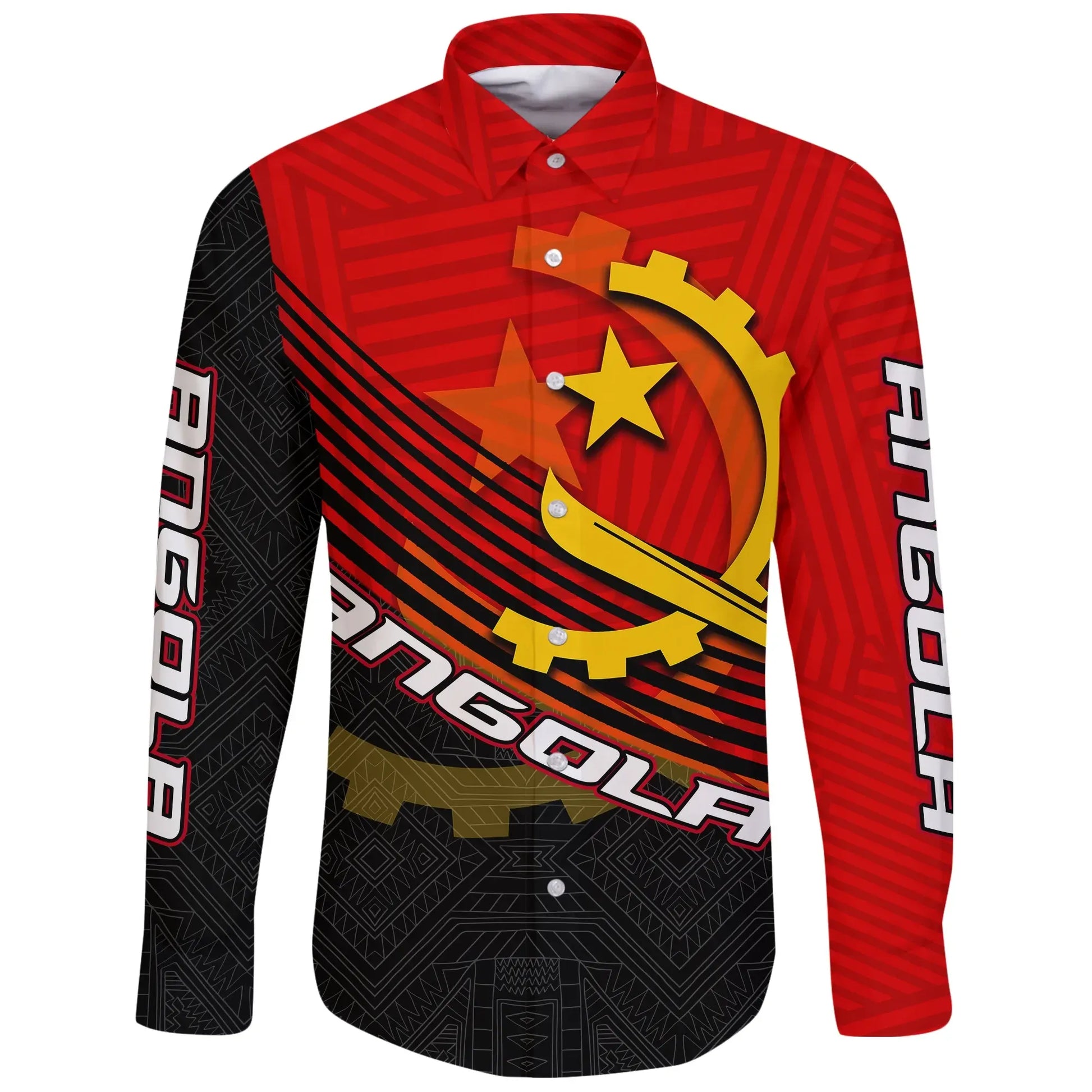 Angola Long Sleeve Button Shirt Coat Of Arms New Release