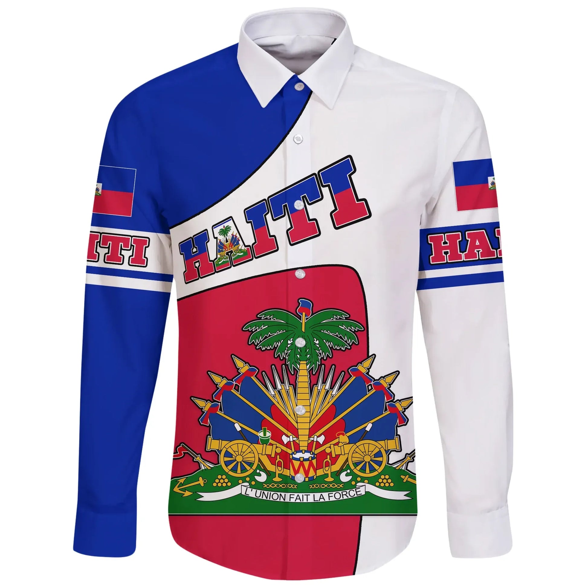 Haiti Long Sleeve Button Shirt Coat Of Arms