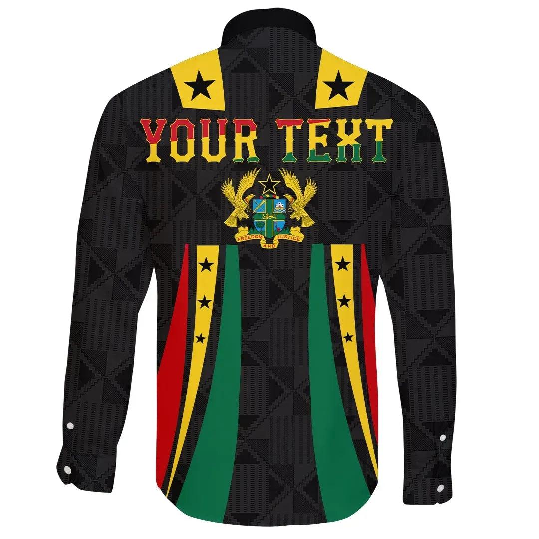 Custom Ghana Lifestyle Long Sleeve Button Shirt