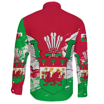 Wales Long Sleeve Button Shirt Dragon Shiled Special
