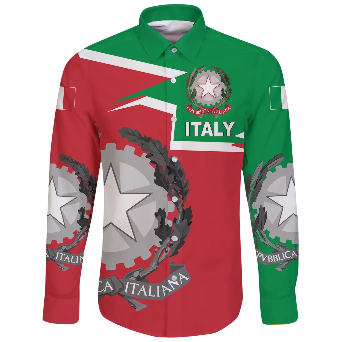 Italy Long Sleeve Button Shirt Coat Of Arms New Style
