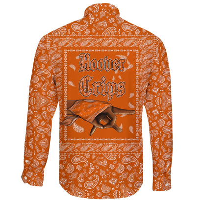 Hoover Crips Long Sleeve Button Shirt Orange Bandana
