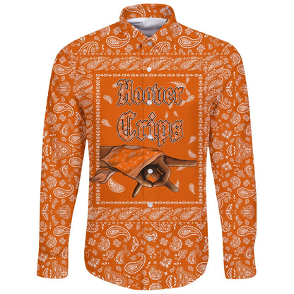 Hoover Crips Long Sleeve Button Shirt Orange Bandana