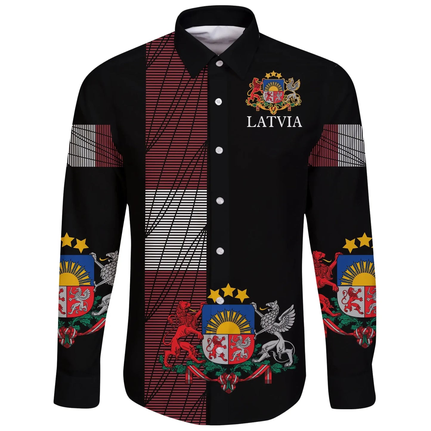 Latvia United Long Sleeve Button Shirt