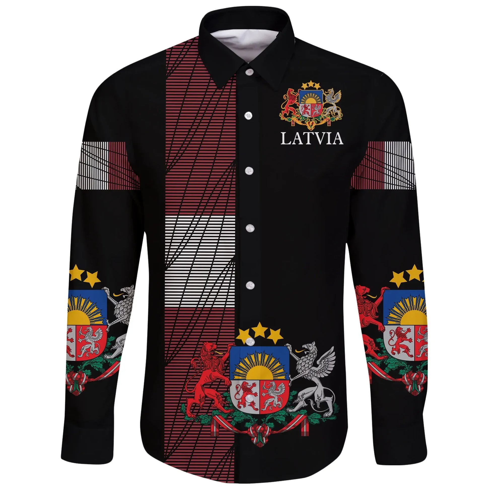 Latvia United Long Sleeve Button Shirt