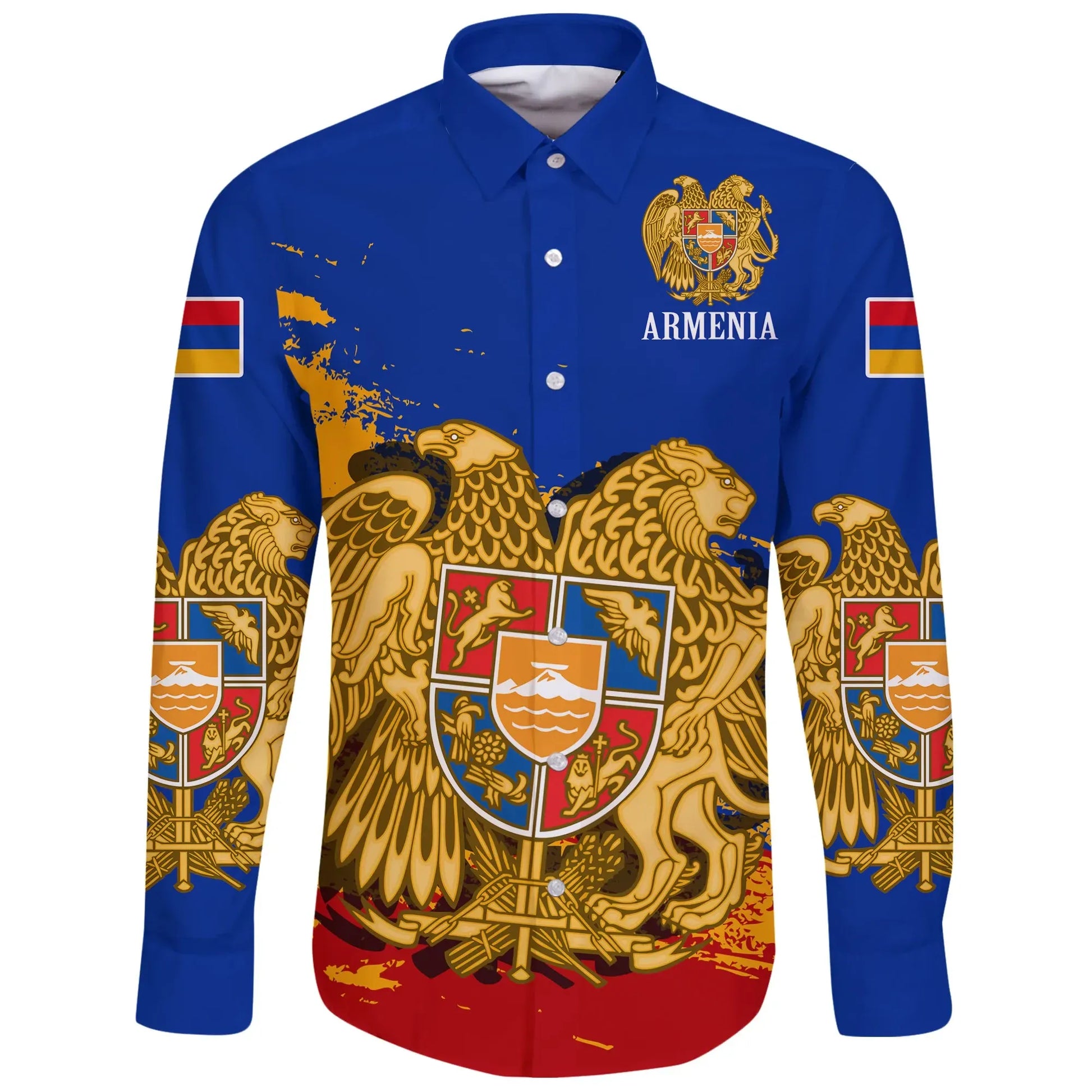 Armenia Special Long Sleeve Button Shirt Blue Version