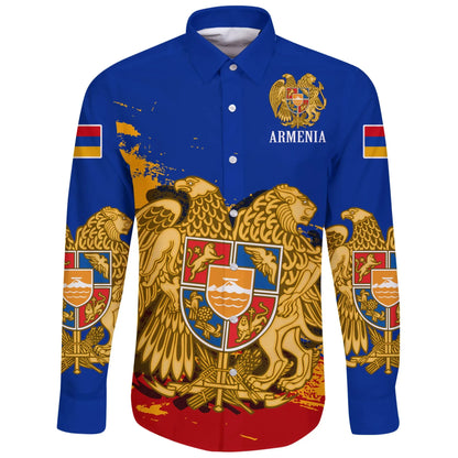 Armenia Special Long Sleeve Button Shirt Blue Version