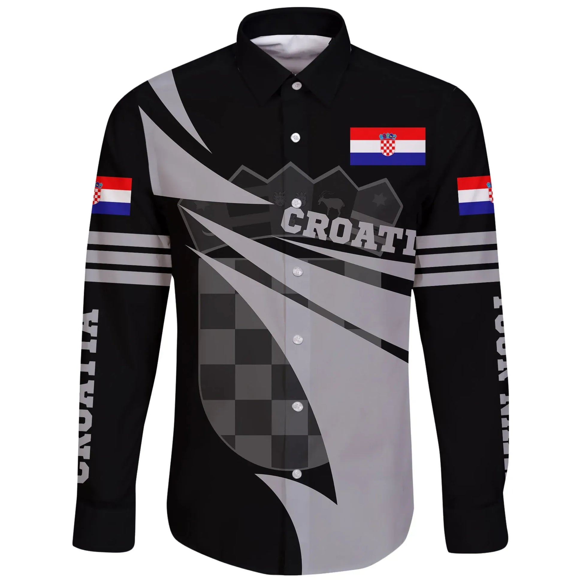 Croatia Long Sleeve Button Shirt Flag Jersey