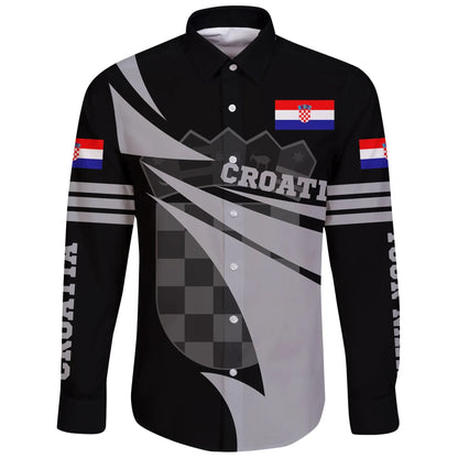 Croatia Long Sleeve Button Shirt Flag Jersey
