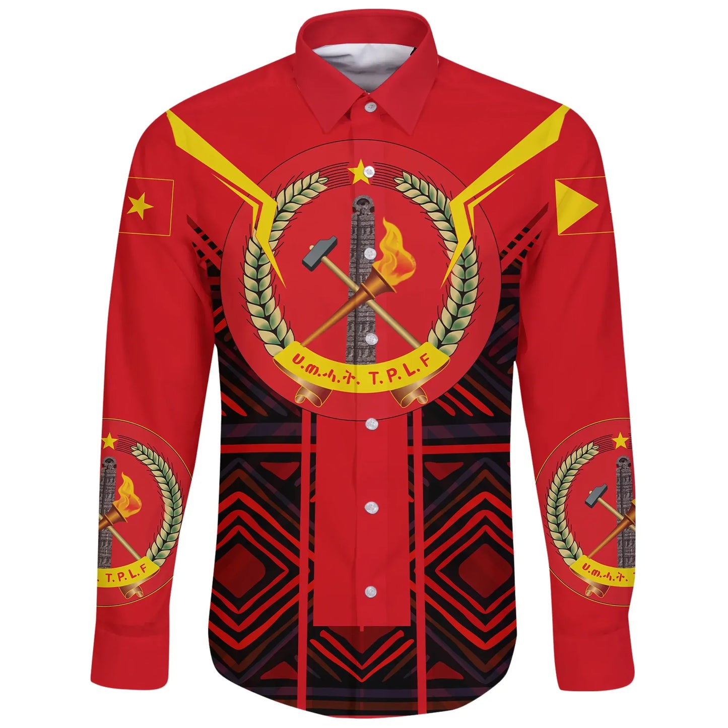 Tigray Long Sleeve Button Shirt Coat Of Arms New
