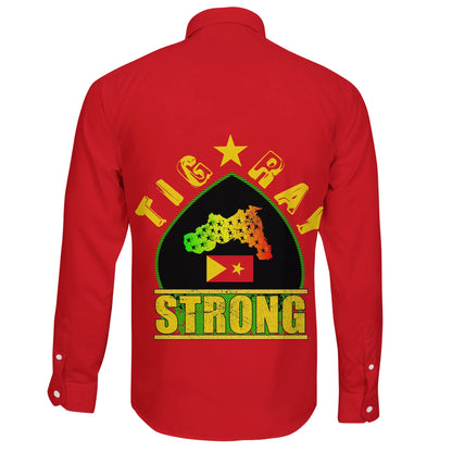 Tigray Long Sleeve Button Shirt Strong Red
