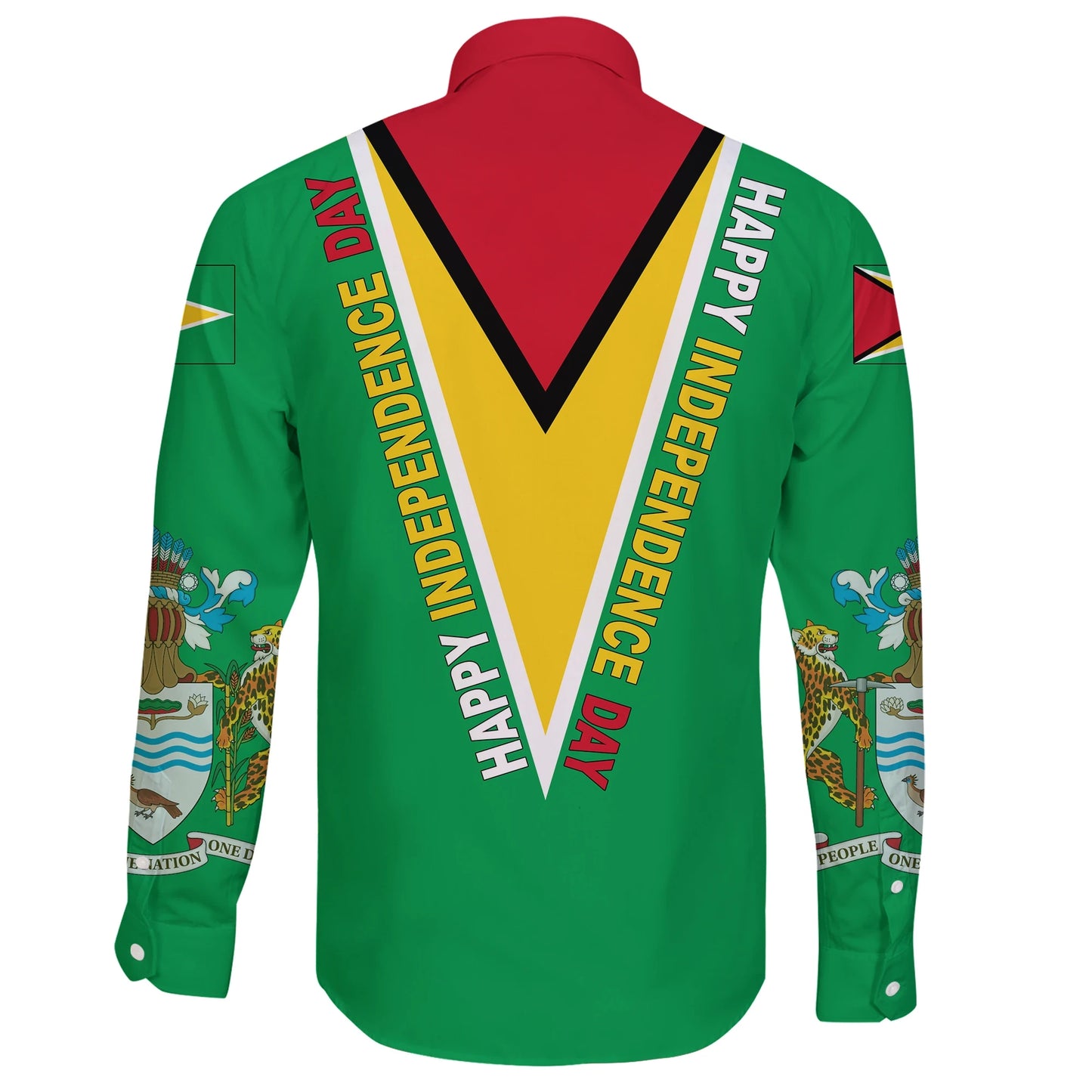 Happy Independence Day Guyana Long Sleeve Button Shirt