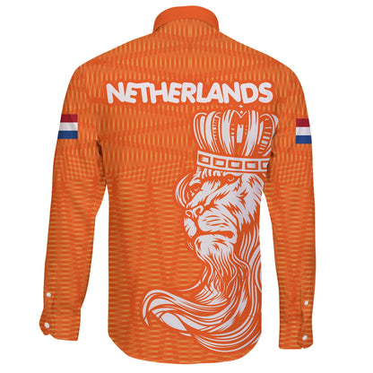 Netherlands Long Sleeve Button Shirt Koningsdag Day
