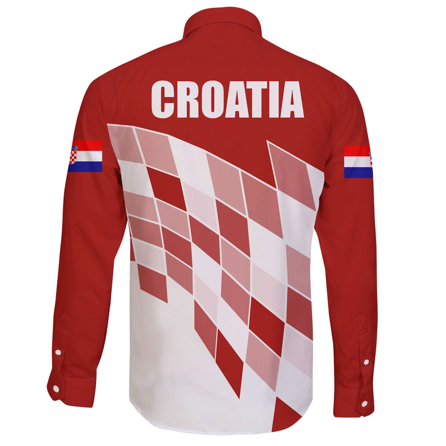 Croatia Long Sleeve Button Shirt Flag Red Color