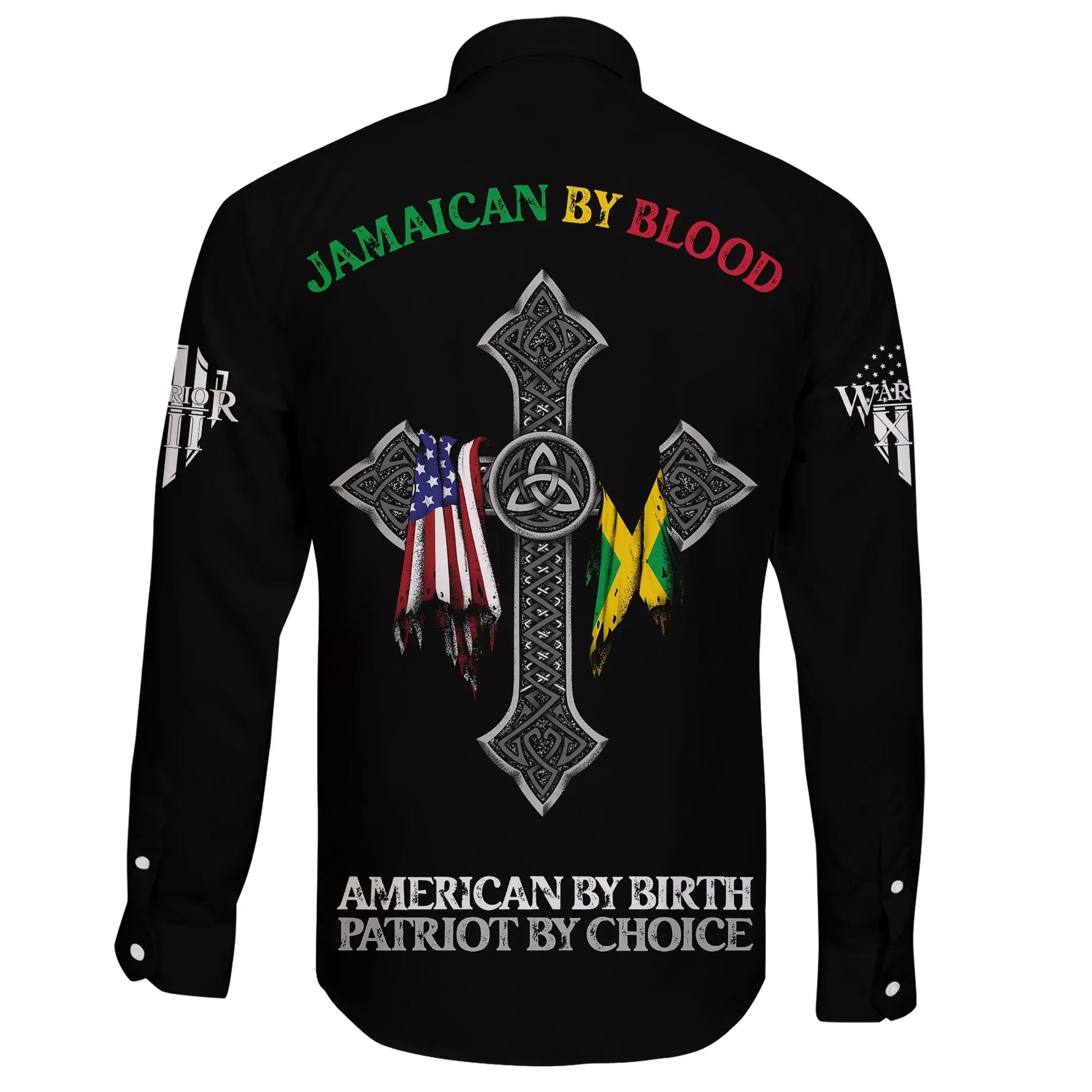 Jamaican By Blood Long Sleeve Button Shirt
