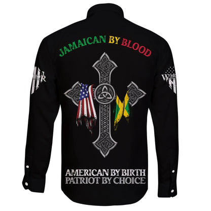 Jamaican By Blood Long Sleeve Button Shirt