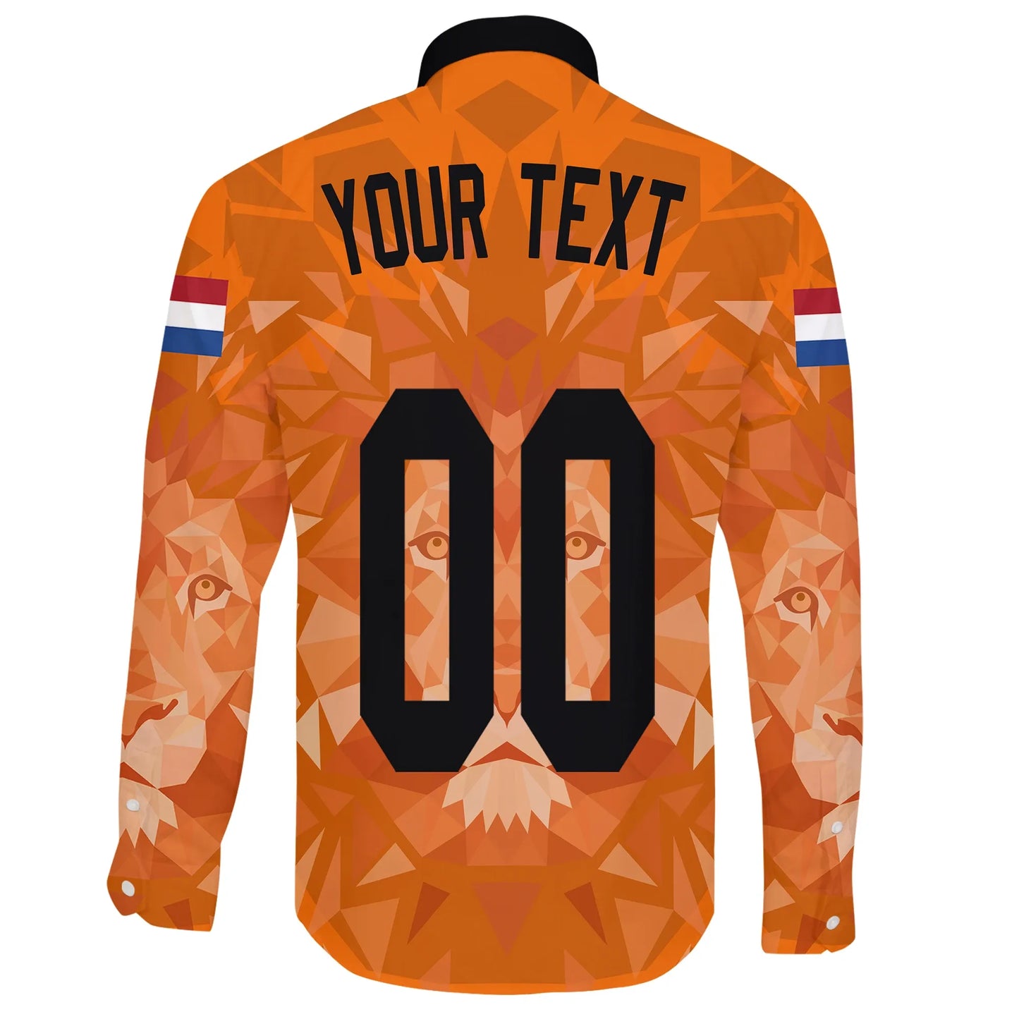 Custom Netherlands Lion Long Sleeve Button Shirt Euro Soccer