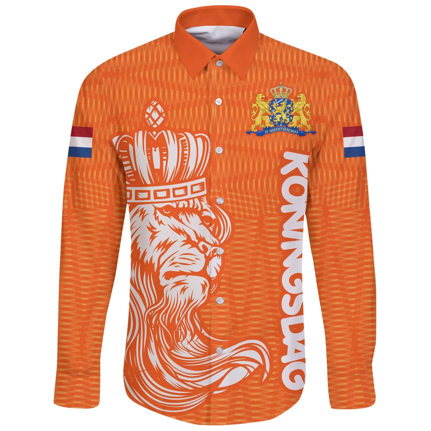 Netherlands Long Sleeve Button Shirt Koningsdag Day